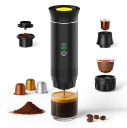 Draagbaar Koffiezetapparaat voor Onderweg van MMOBIEL - 12 Volt Portable Koffiemaker Camping- Oplaadbaar USB-C - Koffiecups & Gemalen Koffie Espresso - Lungo - Nespresso - Camping Gadget — thumbnail 1