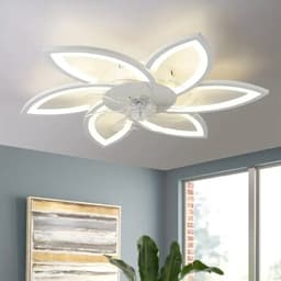 6 Sterren Plafondlamp Met Ventilator - Wit - Met Afstandsbediening - Smart lamp - Dimbaar Met App - 6 Standen Ventilator - Woonkamerlamp - Moderne lamp - Plafoniere — thumbnail 3