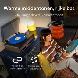 PHILIPS TAV3000B/10 The Stevie - Bluetooth Platenspeler - 3 Snelheden - Ingebouwde Stereo Speakers - Bluetooth 5.4 - Auracast - Audio-Technica Naald - Auto-Stop - Zwart — thumbnail 5