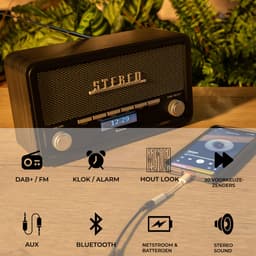 Denver DAB Radio - Retro Radio - Bluetooth - DAB+/ FM - Dimbaar - Batterijen & Netstroom - DAB18DG — thumbnail 4