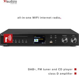 DAB radio met cd speler - Audizio Brescia - Internet radio met wifi, mp3 en 120W versterker - Zwart — thumbnail 4