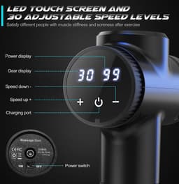 Massagepistool met 30 Snelheden en 10 Massagekoppen - Draadloos Percussiemassageapparaat met LCD-Aanraakscherm — thumbnail 3