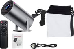 Mini beamerset inclusief 84inch doek - Mini projector - Home Theater Set - Met bluetooth en WiFi 6 technologie android 11 besturingssysteem - Zwart - EK - F1 — thumbnail 4