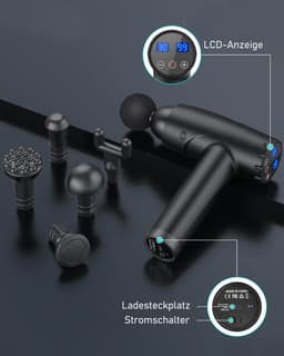 Massageapparaat voor spieren, dieptemassage, 30 snelheidsniveaus, 6 massagekoppen met ultra-stil, massageapparaat voor het herstel van vermoeidheid en ontspanning — thumbnail 4