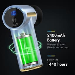 Massageapparaat voor dieperliggend weefsel, 10 standen, opladen via USB, draagbaar, klopmassage, spiermassage, ultraklein en stil, pijnverlichting voor spieren, voor thuis, gym en buiten — thumbnail 5