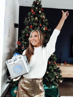 N-GEAR Disco Star 710 Silver - Bluetooth Speaker - Karaoke Set - Party Box met Sterrenprojector & 2 Microfoons — thumbnail 4