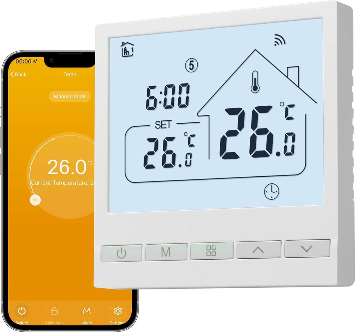 ShopGlobe - Slimme Thermostaat - Thermostaat voor CV - Touchscreen - WiFi - Voor Mobiel — afbeelding 1
