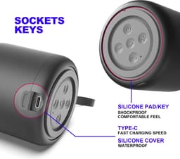Mini Wireless Speaker-Draadloze Luidspreker Waterdichte Bluetooth 5.0 Stereo Sound Draadloze Luidspreker | Met Handvat- 5.0 Bluetooth Speaker Anti-Slip Siliconen Bodem, Mini IPX4 Waterdichte Hifi Subwoofer, Bt 5.0 Handsfree-Sinterklaas-Kerstcadeau- — thumbnail 2