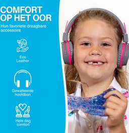JLAB Jbuddies kinder Koptelefoon Draadloos – Koptelefoon kinderen geluidsdempend – Gehoorbescherming kinderen – Volumelimiet 84 dB – 24 uur batterijduur – Bluetooth - Grijs/Paars — thumbnail 4