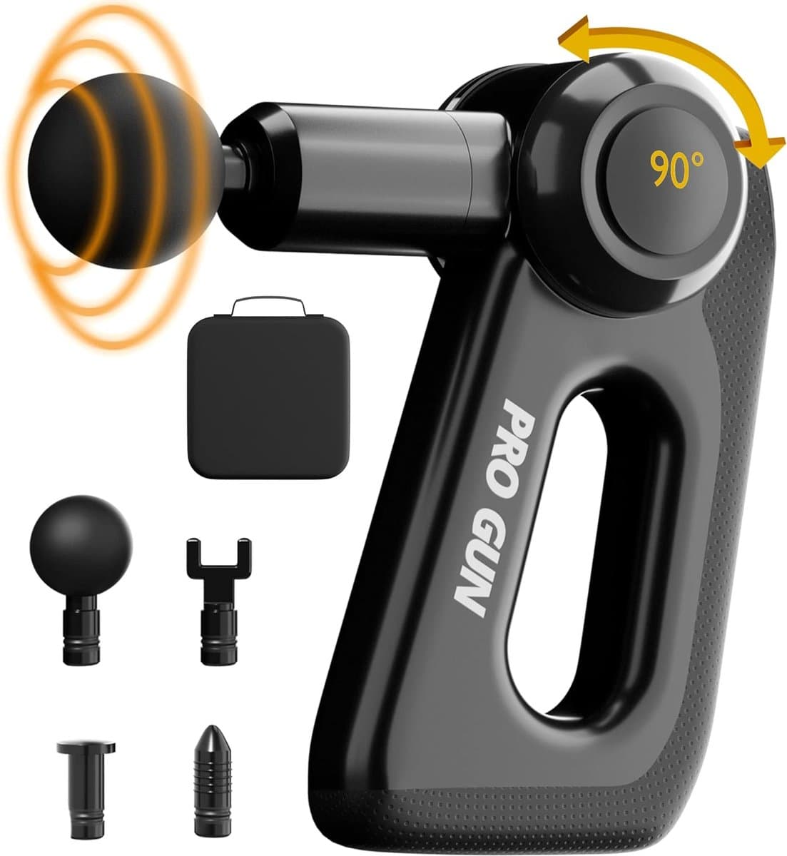 Massagepistool, spiermassage, rugmassage, professionele elektrische massager, ideaal voor massage en ontspanning, massagepistool met roterende kop 0°|45°|90° — afbeelding 1