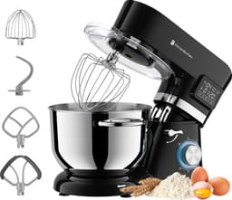 KitchenBrothers Keukenrobot - Keukenmachine - Touch Display en Timer - BPA-vrij - 6,2L - Keukenmixer - 1400W - Zwart — thumbnail 1