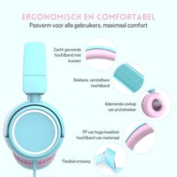StayPowered Koptelefoon - Veilig & Comfortabel voor Kinderen - 85dB Geluidslimiet - Zacht Memory-Schuim - Ergonomisch Ontwerp - Opvouwbaar & Duurzaam - Verstrengelvrij Kabel - Universele Compatibiliteit - Blauw/Roze - Levering Sneller dan Aangegeven! — thumbnail 4