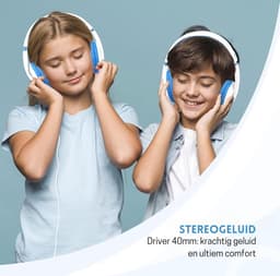 StayPowered Kinderkoptelefoon - Perfect Geluid & Ultiem Comfort - Verstelbaar - HD Microfoon - Kraakhelder Stereo - Zachte Oorkussens - Duurzame Kabel - 3.5mm Jack - Wit/Blauw - Levering Sneller dan Aangegeven! — thumbnail 3