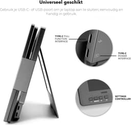 Portable Monitor 14 Inch Tri Screen - 1 kabel aansluit model USB-C/USB-A - Geschikt voor Mac Book M1/M2/M3 - Draagbare monitor - 14 inch monitor - Extra scherm laptop - Draagbare monitor voor laptop - tri screen - portable beeldscherm — thumbnail 2