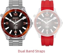 Pro Care Excellent Quality® Smartwatch 1.52 inch Dames Heren - Smartwatches - Bellen - AI Talk - O2 - Bloeddrukmeter - Hartslag - Wireless Laden - Message - Multisport - Slaapmeter - Alu Zilveren Case - RVS Zilveren Band - Gratis TPU Band Oranje — thumbnail 1