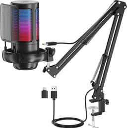 Truskore Microfoon met arm - USB - gaming - RGB Condensatormicrofoon - met Mute-Knop, Popfilter, Microfoonarm - Luxe microfoon — thumbnail 1