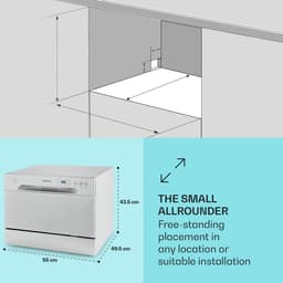 Klarstein Vaatwasser mini- voor 6 couverts, stille UV-vaatwasser, compact met 6 wasprogramma's, kleine tafelvaatwasser voor thuis, kantoor, camping, mini-vaatwasser met wateraansluiting - Vaatwasmachine - 6 Maatgedekken 45 cm 1380W - AquaStop Inbouw — thumbnail 4