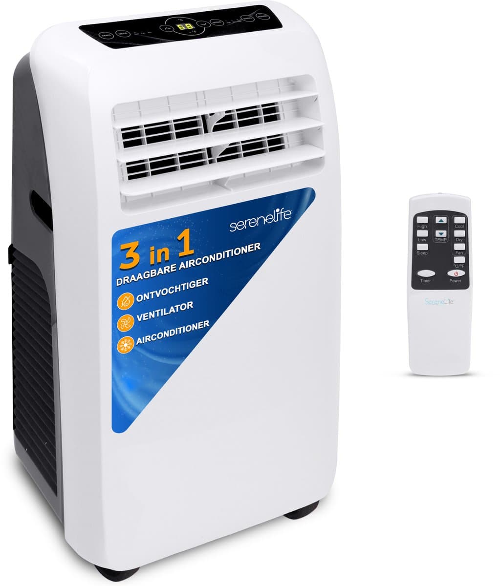 SereneLife Mobiele Airco - 9.000 BTU - 3-in-1 Draagbare Airconditioner - Afstandsbediening en Compleet Raammontage Uitlaatkit - Wit — afbeelding 1