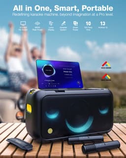 Ikarao Karaoke set voor Volwassenen - Break X1 - 2 Draadloze Microfoons - 800W - Gratis Karaoke App 6 maanden - HD scherm - Zwart — thumbnail 2