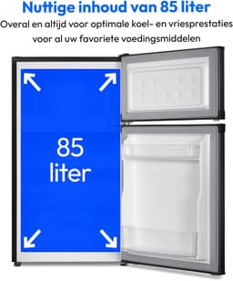 MEDION mini-koelvriescombinatie (85 liter, 61 liter koelruimte, 24 liter vriesruimte, vrijstaand, 40 dB, transparante groentelade, deurscharnieren kunnen worden verwisseld, MD 37689) grijs — thumbnail 3