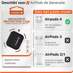 Schokbestendig Hoesje - Geschikt voor Apple AirPods 4 - Hardcase Met Sleutelhanger - Zwart & Wit — thumbnail 2
