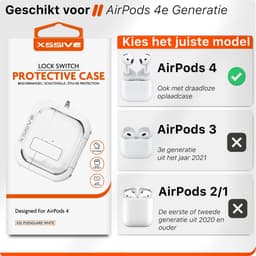 Schokbestendig Hoesje - Geschikt voor Apple AirPods 4 - Hardcase Met Sleutelhanger - Transparant & Wit — thumbnail 4