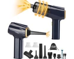 Handstofzuiger Accu 12000Pa - 6-in-1 Mini Stofzuiger voor Thuis en Auto, Snoerloos met LED-lampje en Luchtblazer