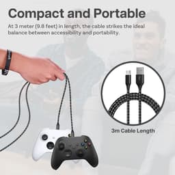 Micro-USB Kabel voor Xbox 3m Nylon Gevlochten USB-A naar Micro-B [2 Pack] van MMOBIEL – Micro USB Oplaadkabel voor Xbox Controllers 18W 480Mbps – Micro Oplaadkabel - Gaming Accessoires – Wit / Zwart — thumbnail 2
