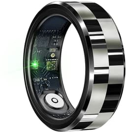 WizBay Premium Select® Smart Ring Zwart Zilver - Hartslag, Slaap, Bloeddruk, Zuurstof - Multi Sport Modi - Oplaadcase - Maat 8 — thumbnail 3
