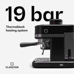 Klarstein Koffiemachine Bella Café portafiltermachine Met Maalwerk – 19 Bar, 1.550 W, 1,4-l-Watertank, Ingebouwd Kegelmaalwerk, Melkopschuimer, 2 Tasseninzetten, Thermo-blok, Zwart - Espressomachine,4L - voor Keuken - LED — thumbnail 3