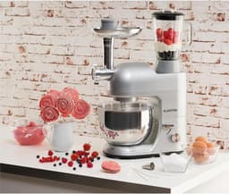 Klarstein Blender Knetmaschine keukenmachine met Fleischwolf, 2000W Teigmaschine klein, 6 standen, Schneebesen - & Knethaken, planetair , roermachine met Mixer, keukenmachines met 5L kom - 1800W 5,2L - voor Keuken - RVS - Standmixer — thumbnail 5
