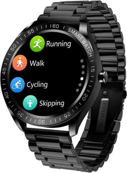 Belesy® POWER - Smartwatch Dames - Smartwatch Heren - Horloge - Stappenteller - 1.3 inch - 450+ wijzerplaten - Full Touch - Multi Sport - Hartslag - Calorieën - Saturatiemeter - Staal - Schakelband - Zwart - Moederdag — thumbnail 2