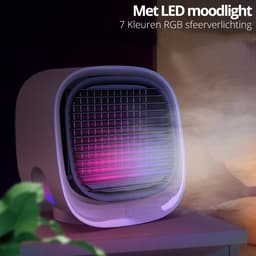 Bewello® - Mini Ventilator voor Bureau - USB Ventilator met Luchtkoeler - Kleine Tafelventilator Airco - Wit - Mobiele Water Aircooler - met LED moodlight - Fluisterstil — thumbnail 3