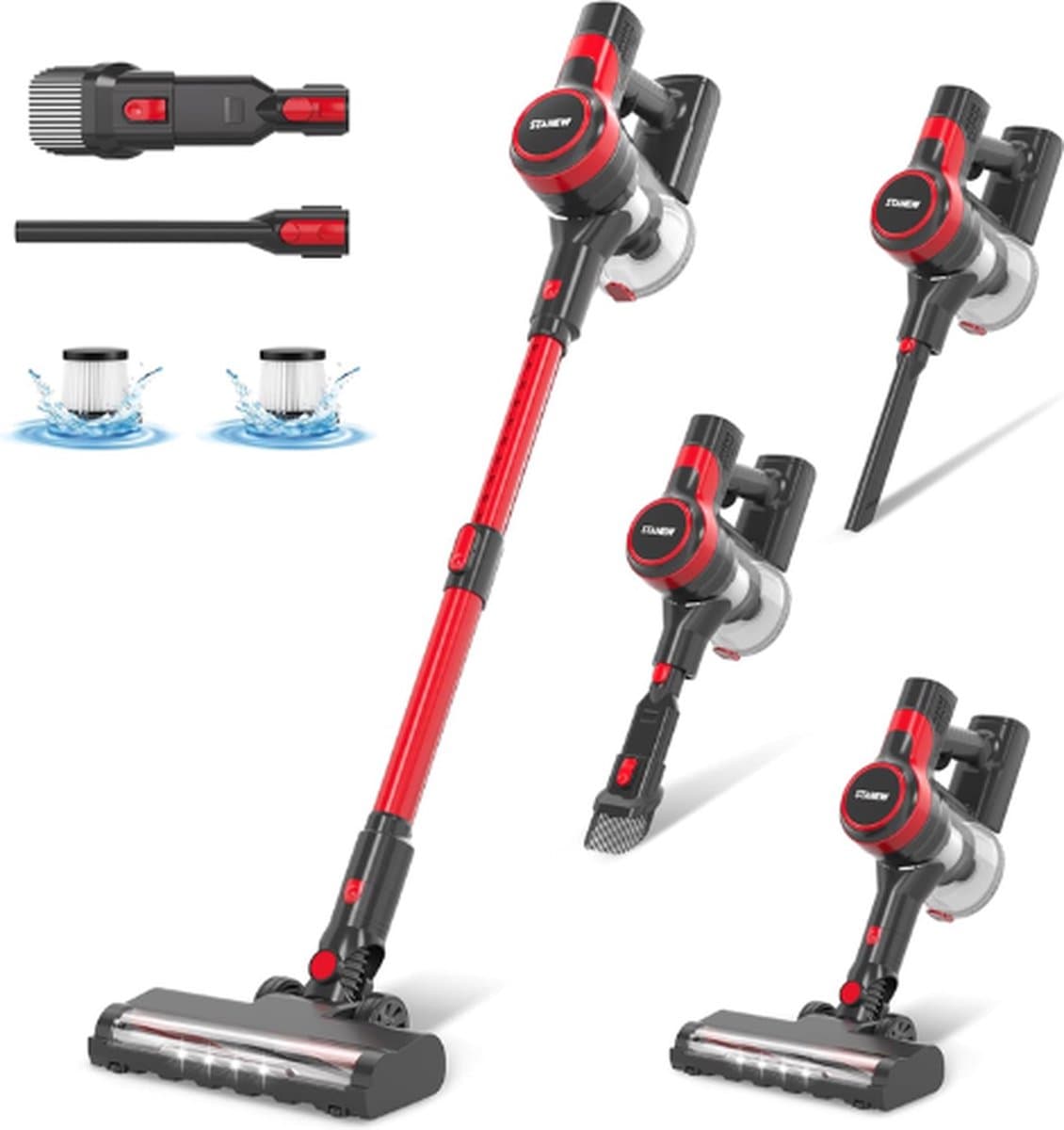 STANEW® Steelstofzuiger - Steelstofzuiger Draadloos - Steelstofzuiger Kruimeldief Draadloos -Steelstofzuigers Met Kruimeldief - Steelstofzuigers - Steelstofzuiger Zonder Zak Op Accu - Stofzuiger Draadloos - Steel stofzuiger — afbeelding 1