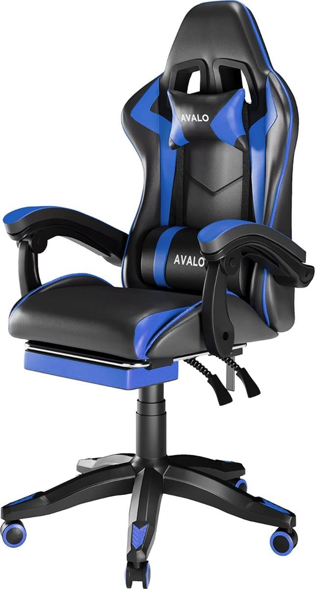 Avalo Gaming Stoel - Gamestoel Ergonomisch Verstelbaar - Bureaustoel - Gaming Chair voor Bureau - Zwart/Blauw — afbeelding 1