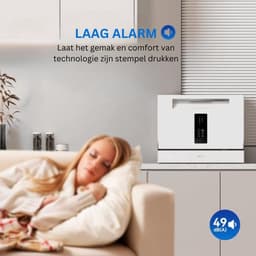 Luxe Mini Vaatwasser – Kleine Vaatwasser – Vrijstaand – 7 Wasprogramma’s – Geruisloos – Timer – 360° Reiniging – Grote Capaciteit – Wit — thumbnail 4