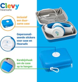 Clevy Hearsafe (Max 85 dB) - Koptelefoon voor kinderen met case en USB-C adapter - Blauw - Ontworpen voor de schoolklas - Kids Headphone - Headset — thumbnail 3