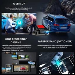 AZDome M550 Pro 2CH 2025 versie - 4K Wifi GPS dashcam voor auto - 4K + FullHD resolutie - Parkeerbeveiliging - 64gb MicroSD - 3,0 inch LCD scherm - 170 + 140 graden kijkhoek - Nachtzicht — thumbnail 3