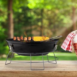 Kogelbarbecue - houtskoolbarbecue - kogelgrill - deksel - rond - draagbaar rood — thumbnail 5