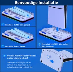 Console Standaard - Geschikt voor Playstation 5 Oplaadstation Controller Oplader - Accessoires - Docking Station - Geschikt voor Sony PlayStation 5, PS5, Slim, Digital, Disc - Charging Station Dock - Wit — thumbnail 2