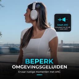 JLab Jbuds Lux ANC Draadloze Koptelefoon Bluetooth - Active Noise Cancelling Over Ear Hoofdtelefoon - 70 uur Batterijduur - Be Aware Audio - Multipoint - Aanpasbare Equalizer - Inklapbaar - Wit — thumbnail 4