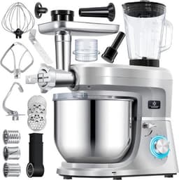 Luxe Keukenrobot – 3 in 1 Keukenmachine – Foodprocessor – Keukenmixer – Worstenmaker – Snijmachine – Raspen – Deegmachine – 1.5L – 1700W – Zilver — thumbnail 1