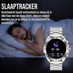 Royal Empire Amoled PRO Smartwatch - Smartwatch Heren - Stappenteller - Bloeddrukmeter - Hartslagmeter - Slaapmonitor - Multisport - 46MM - Geschikt voor alle Smartphones - Kleur Zilver — thumbnail 2