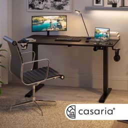 Casaria Zit Sta Bureau Elektrisch Verstelbaar 160x75cm Headset, Drankjes en Kabelhouder Zwart Gaming — thumbnail 2