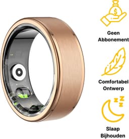 Kuno Ring 1 - Slimme ring - Smart Wearable - Health Ring - Slaap Tracker - Hartslagmeter - Stappenteller - Fitness en Activiteiten Tracker - Calorieen Bijhouden - Geen Abbonement - Waterdicht - voor Mannen en Vrouwen - Goud - Maat #9 — thumbnail 5