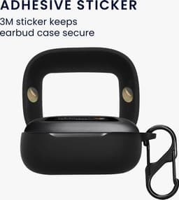 kwmobile cover voor oordopjes case - geschikt voor JBL Live Flex 3 / Live Buds 3 / Live Beam 3 - Trendy beschermhoes draadloze oordopjes in zwart — thumbnail 2