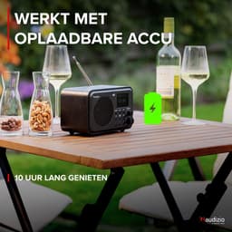 DAB radio met Bluetooth - Audizio Milan - DAB radio retro met accu en FM radio - Zwart — thumbnail 5