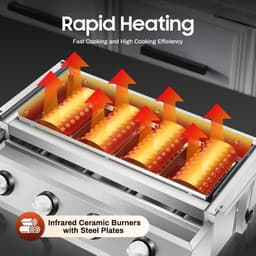 Luxe 4-kops Gasbarbecue – Draagbare Braadmachine voor Outdoor - Camping - BBQ - Kooktoestel — thumbnail 5