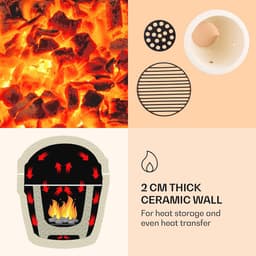 Kamado Grill - Keramische Houtskoolgrill met Deksel en Thermometer - Zwart — thumbnail 4