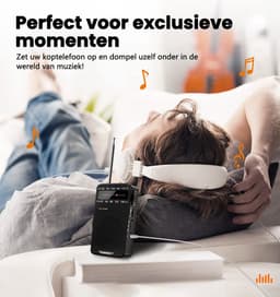 Transnect® - Draagbare Noodradio - Zwart - AM/FM - Op Batterijen - Koptelefoonaansluiting - Draagbare Radio - Wereldradio - Noodpakket Must Have - Zakradio - Voor Rampen - Kleine - Transistor Radio - Telescopische Antenne — thumbnail 5